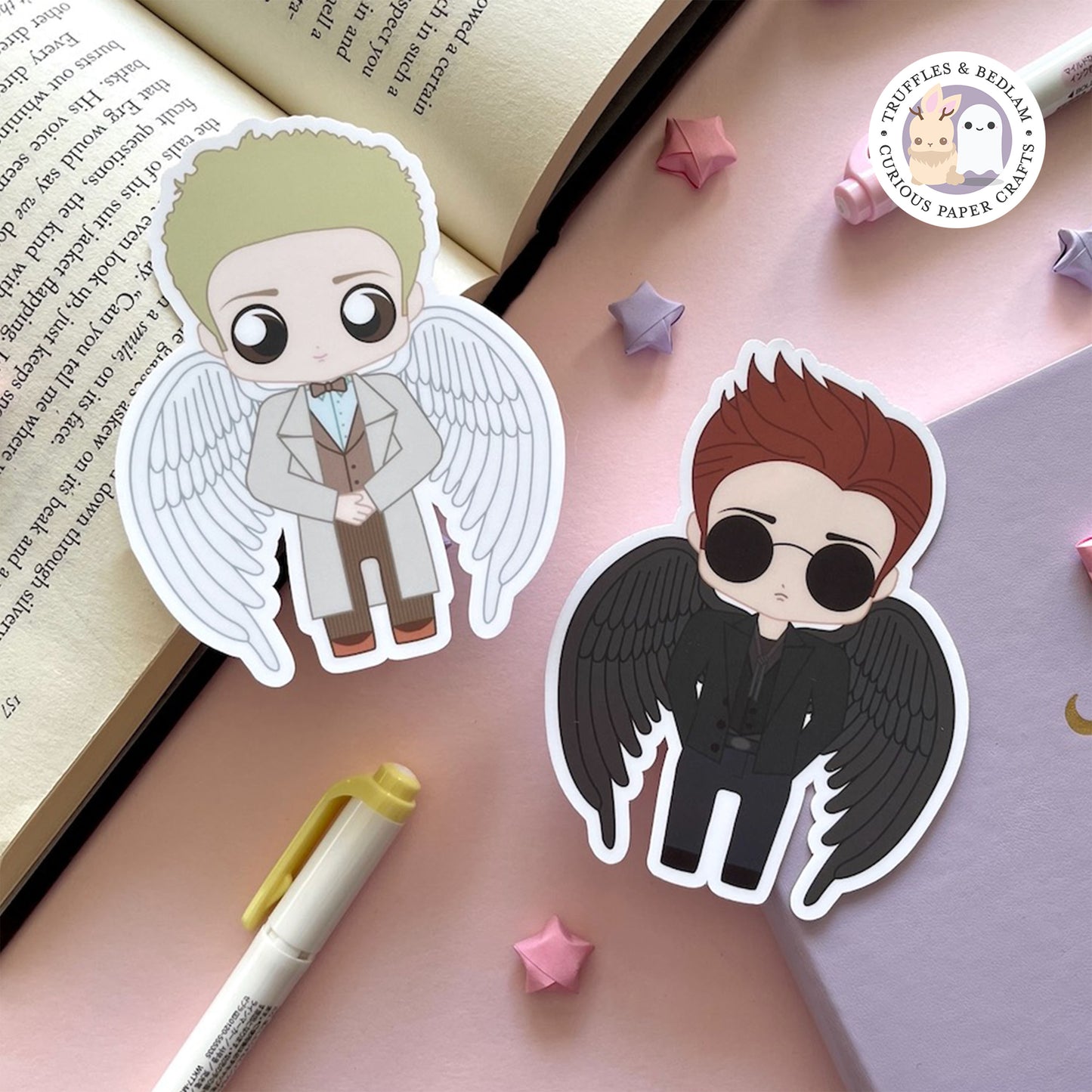 Crowley & Aziraphale "Ineffable Husbands" GO - 4" Vinyl Sticker Set