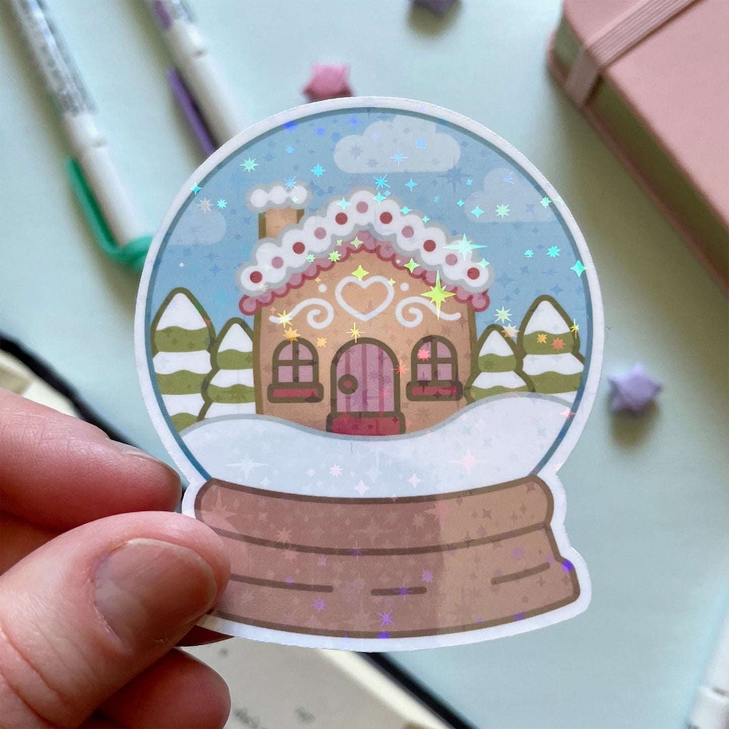 Snow Globe - Die-cut 3" Holographic Vinyl Sticker